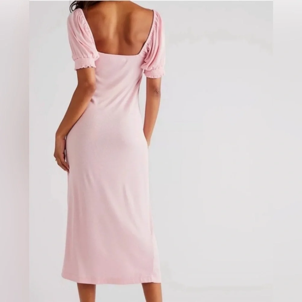 NWT Free People Beach Bel Air Midi Dress Pink Ribbed‎ Women's Size XS P